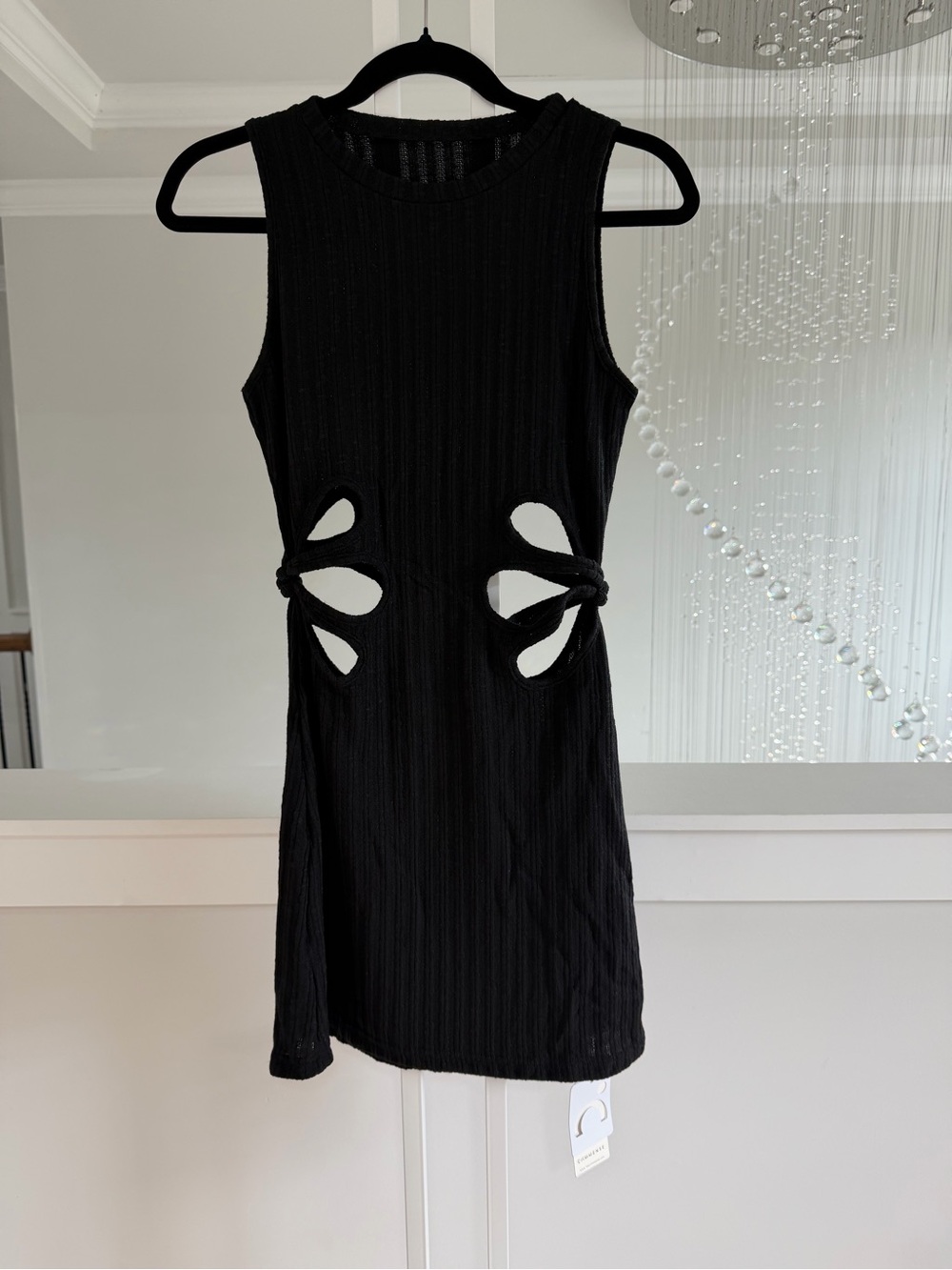 Commense Black Cutout Ribbed Mini Dress - Picture 2 of 5